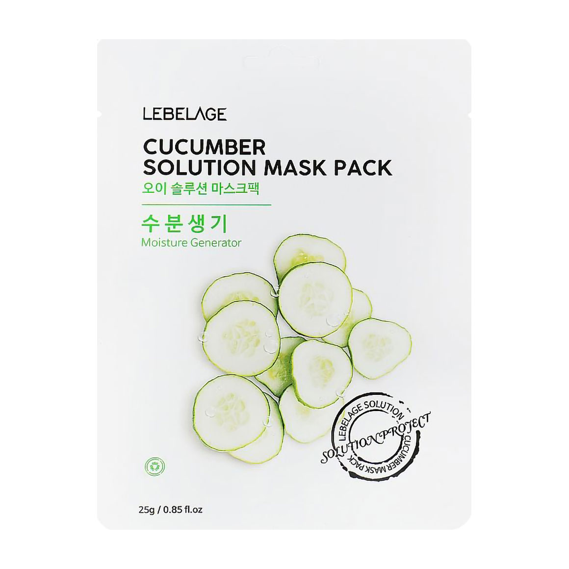 Тканинна маска для обличчя Lebelage Cucumber Solution з екстрактом огірка, 25 г